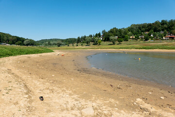 View of the Domaša reservoir in Slovakia with low water level