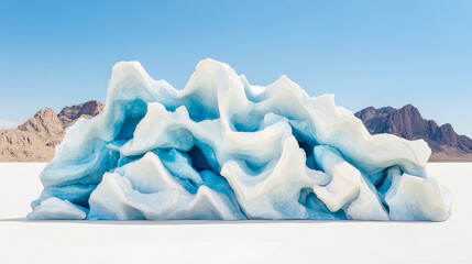 Surreal Iceberg on Salt Flats with Distant Mountains, Concept Art