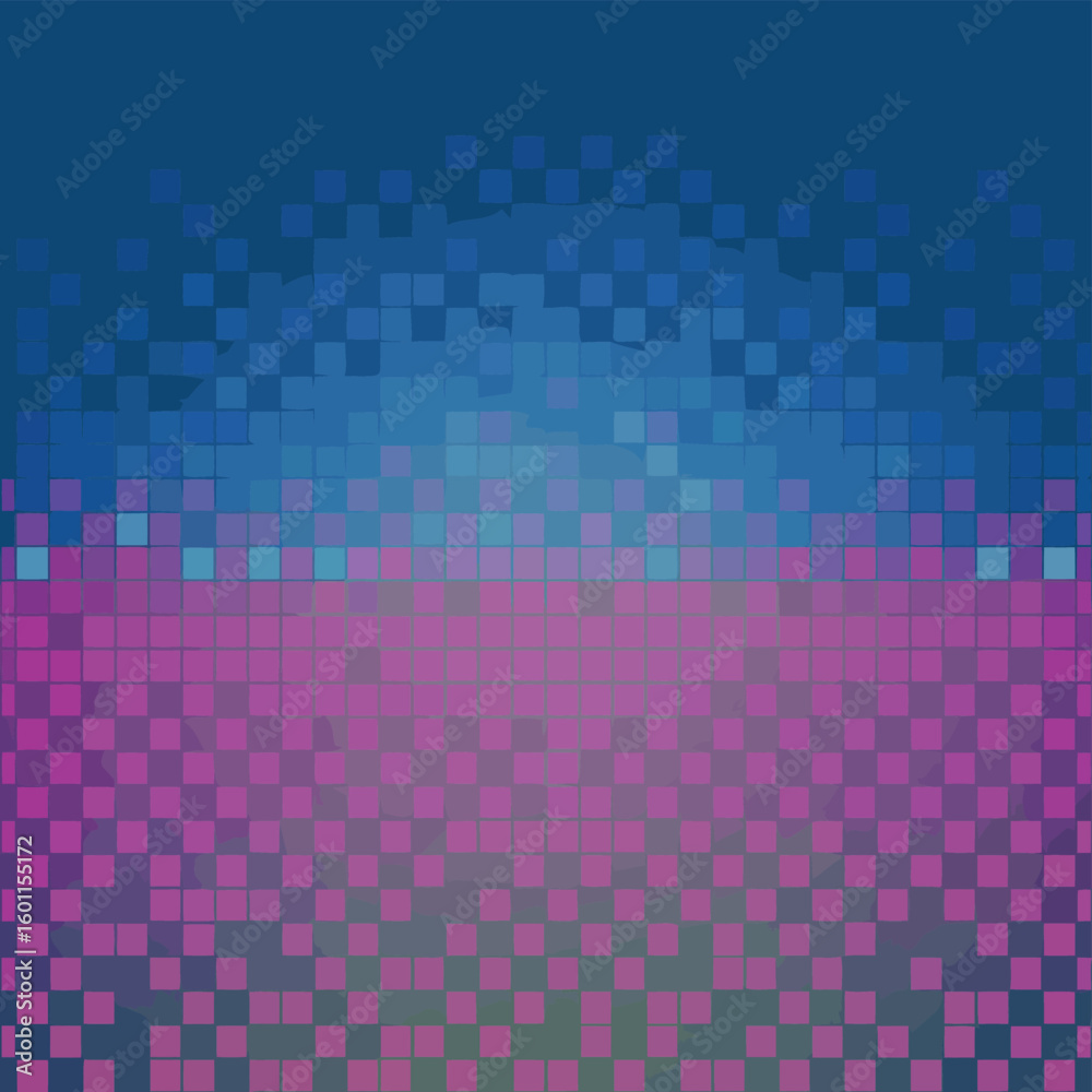 Poster pixelated abstraction: a contemporary composition featuring a gradient of squares, transitioning fro