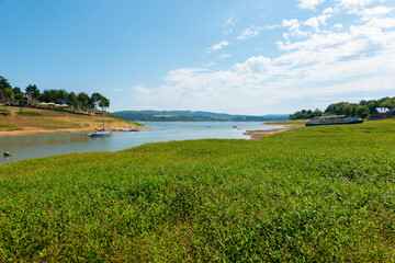 View of the Domaša reservoir in Slovakia with low water level