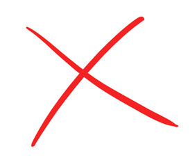 Doodle red cross brush stroke marker highlighter isolated on transparent background