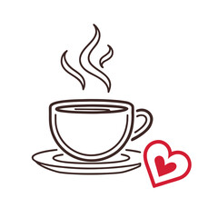 Hot Coffee Cup with Heart Illustration - Warm Drink Graphic