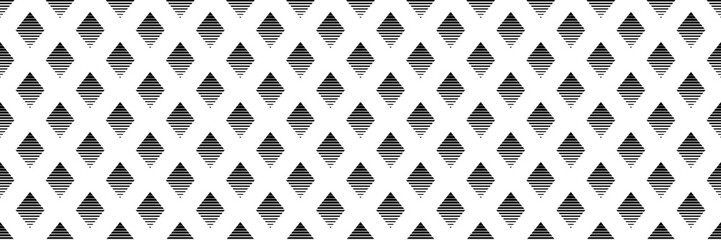 horizontal seamless faded black diamond shape pattern on white for design and background.