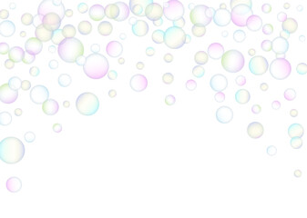 Soap bubbles flew randomly on a white background. Vector illustration