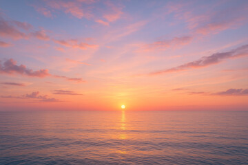 Obraz premium Panoramic Ocean View at Sunset – Calm Water and Pastel Sky