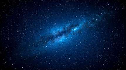 Fototapeta premium Night sky - Universe filled with stars, nebula and galaxy. vast, deep blue night sky filled with countless twinkling stars, featuring a faint, ethereal blue nebula