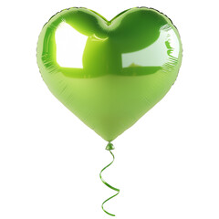 3d rendering icon green heart balloon illustration PNG. cartoon minimal style colorful heart shape balloon on transparent isolated background.
