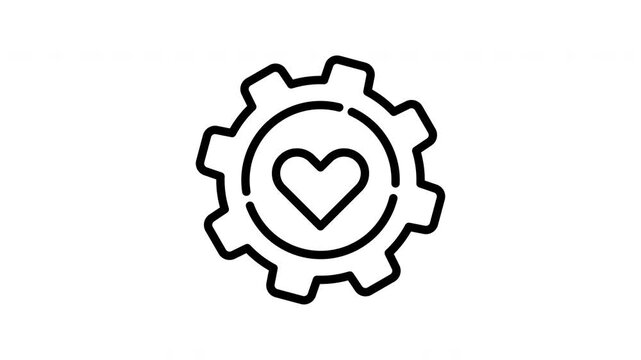heart cog icon animation