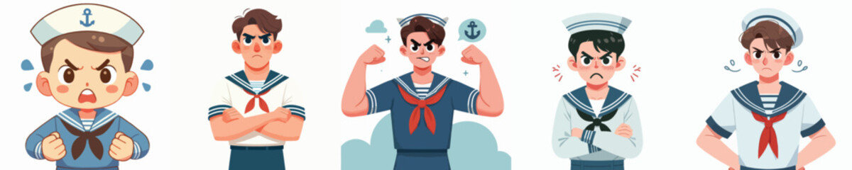 sailor character vector showing angry expression