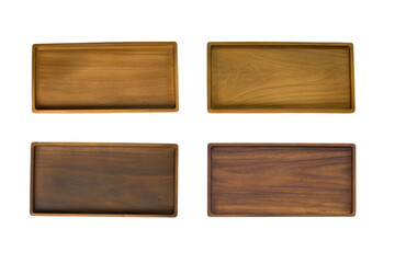 Naklejka premium a set of four wooden trays on a white surface