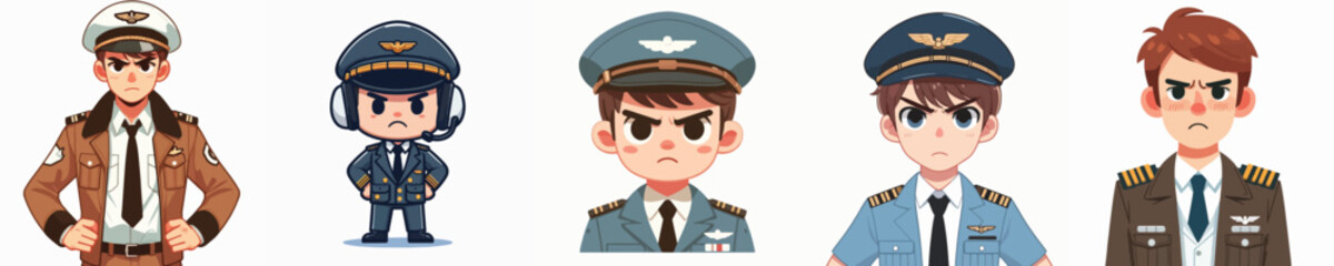 pilot character vector showing angry expression