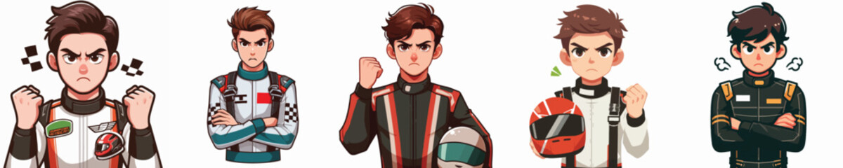 racer character vector with angry expression