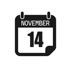 Vector icon page day calendar - 14 November month