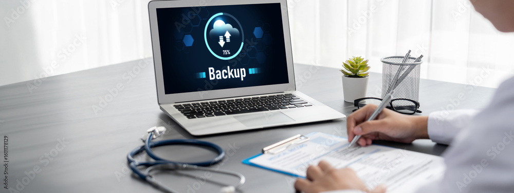 Poster backup storage data internet technology business concept. database storage cloud technology file dat