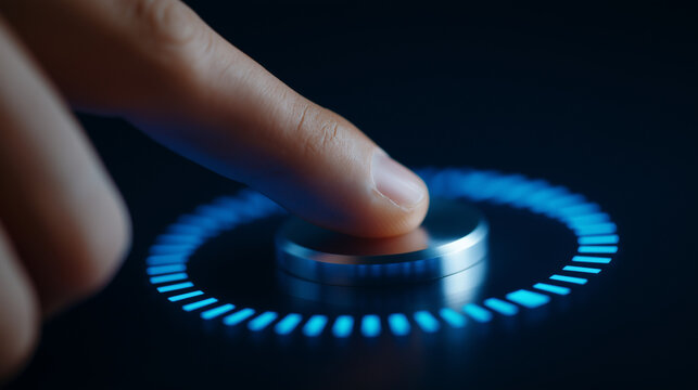 Illuminated ROI Dial Turning from Low to High in Finance Concept