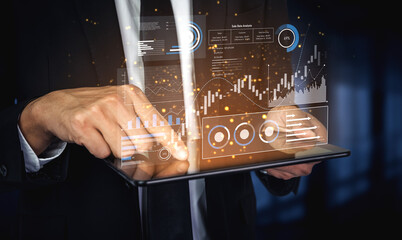 Sales data analysis dashboard showing performance, trends, and insights. Sales data tracks growth,...