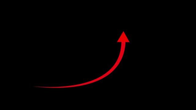 Business growth arrow and graph chart animation with black background. 4k video animation 