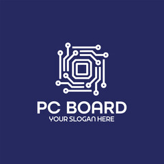 pc motherboard repair shop logo design vector