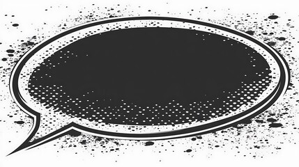 Grayscale speech bubble with grunge texture.