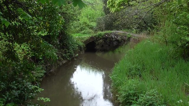 'Roman Bridge' on the River Clyne in Swansea, Wales, U.K. - an 18th-Century Crossing the Clyne River
