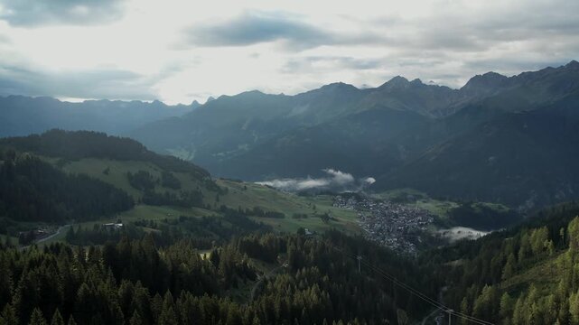 Mystical Morning in the Austrian Alps &ndash; Serfaus Drone View