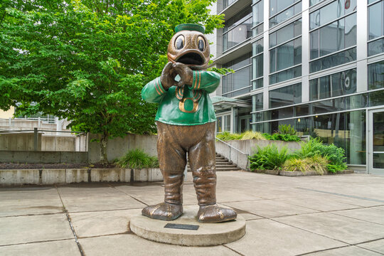 Yell-O Duck Statue on the Campus of the University of Oregon