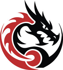 mythical dragon head emblem vector with intricate lines perfect for gaming, sports teams, and fantasy brands