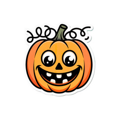 Cute Halloween Pumpkin with Smile – PNG Sticker Style