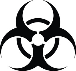 Black biohazard symbol on white background icon