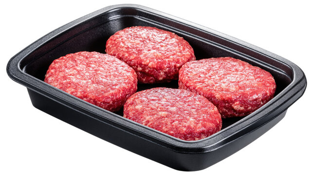 Fresh Raw Ground Beef Patties in Black Tray Ready for Grilling Delicious Meal Preparation