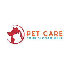 pet dog cat care clinic logo design vector