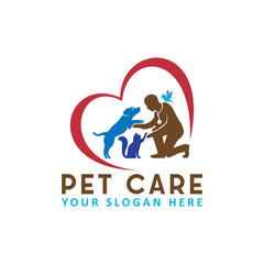 pet dog cat care clinic logo design vector
