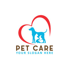 pet dog cat care clinic logo design vector