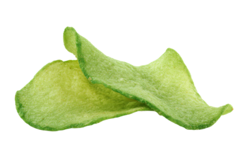 a close up of a green potato chip