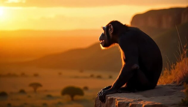 Chimpanzee roaring loudly to communicate