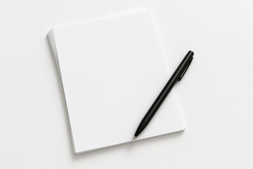 Stack of Blank White Paper with Uncapped Black Pen – Minimalist Writing and Document Concept Isolated on White Background

