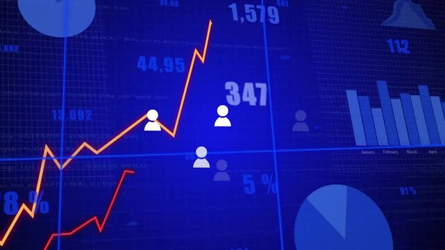 Analytics chart spotting spike causing orange line climbing and adding user icons for engagement