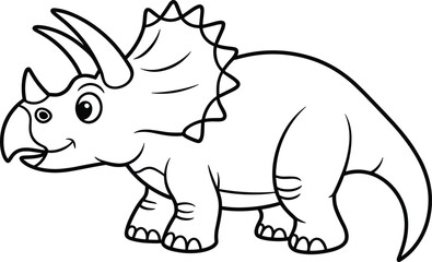 Cartoon triceratops dinosaur vector illustration for kids, prehistoric animal design for coloring book, cad drawing, flat minimal style © Creative Minds