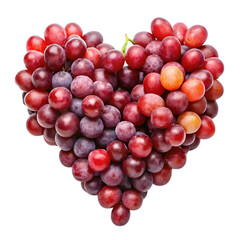 Fototapeta premium Red Grapes Arranged in a Heart Shape: A Perfect Symbol of Love and Health