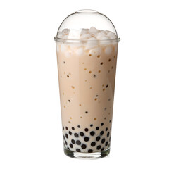 A refreshing coconut milk bubble tea with tapioca pearls perfect for a relaxing tropical beverage concept