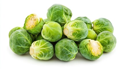 Brussels sprouts, isolated on white background, full depth of field