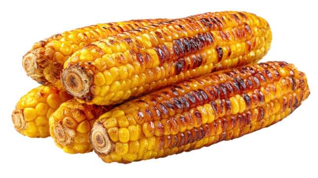 Grilled Corn on the Cob Stacked on Transparent Background Ready for Your Design Project