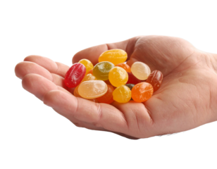 Hand Holding Colorful Coffee Capsules for Coffee Machine, Isolated on Transparent Background