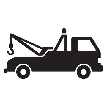 Flat black tow truck silhouette icon