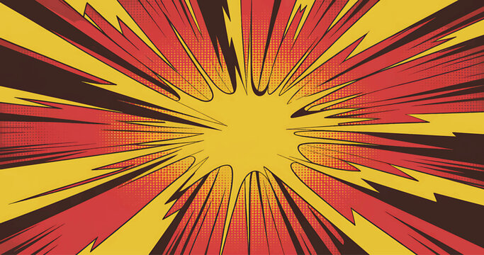Dynamic comic book style burst background with yellow red and brown color scheme