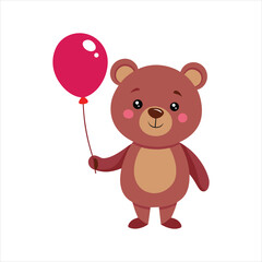Cute Teddy Bear with Balloon Vector Art