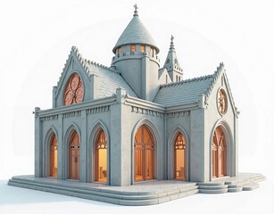 illustration model of church of the holy sepulchre on white background