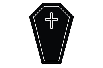 Obraz premium coffin with cross vector icon