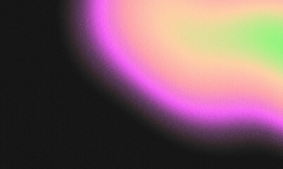 Swoosh of pink, peach, and lime softly glows on dark