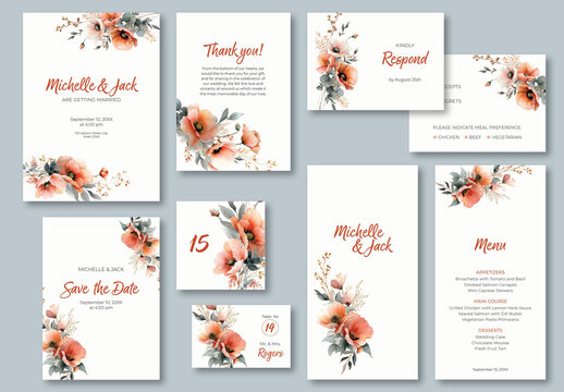 Floral Wedding Invitation Suite Layout
